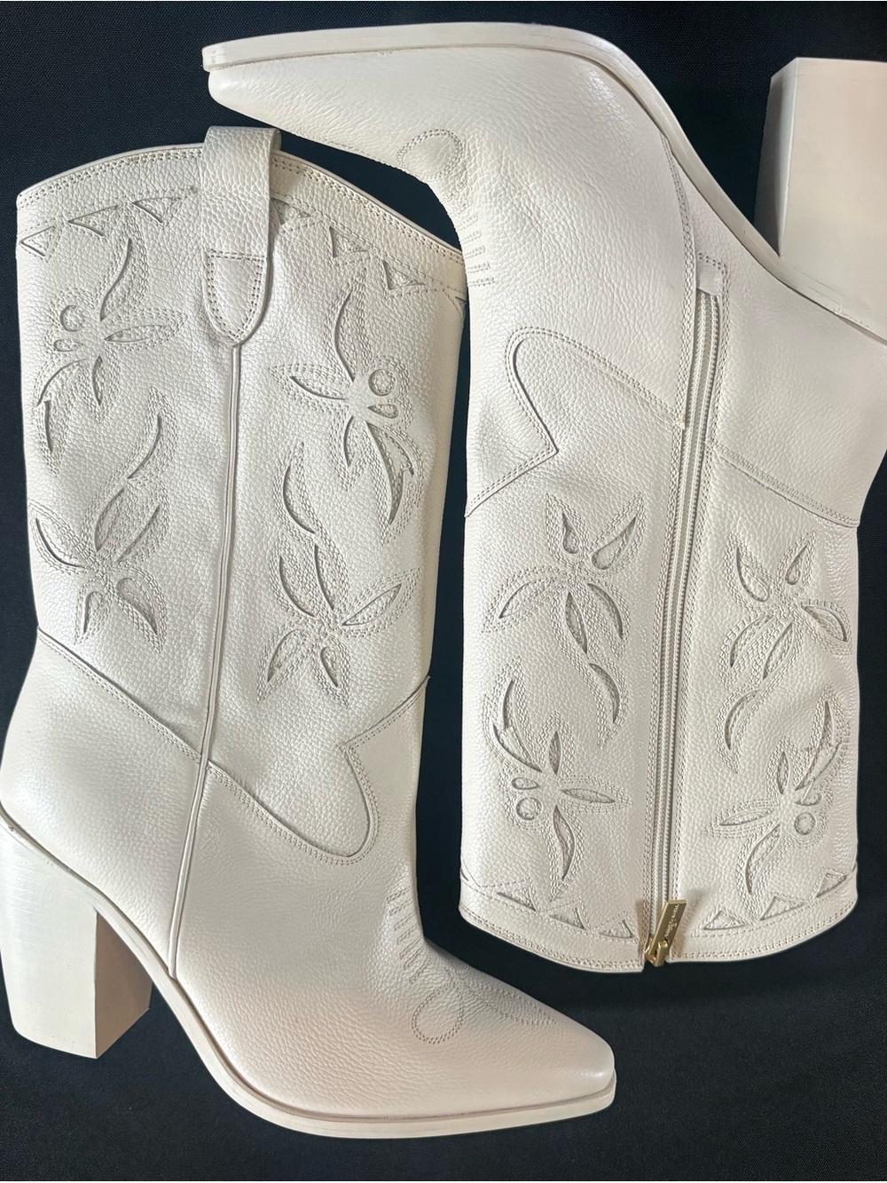 Vince Camuto White Embroidered Western Boots - Women's Fashion Boots